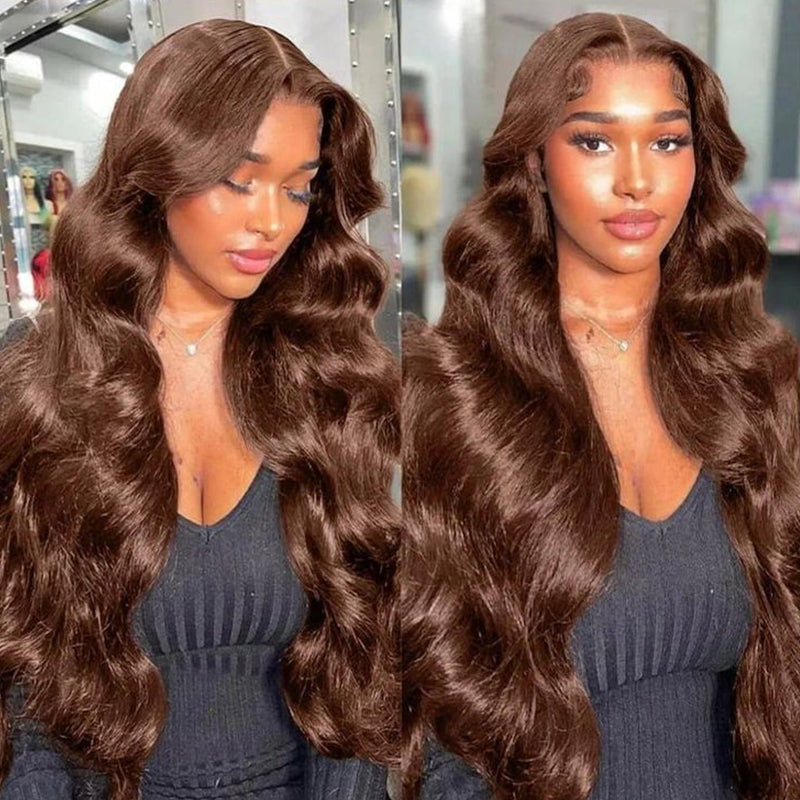 Chocolate Brown #4 Body Wave 13x4 Lace Front Human Hair Wigs For Women