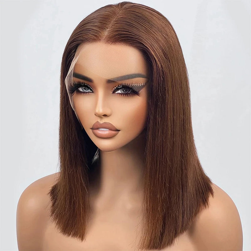 #4 Dark Brown Lace Front Bob Wig 100% Virgin Human Hair