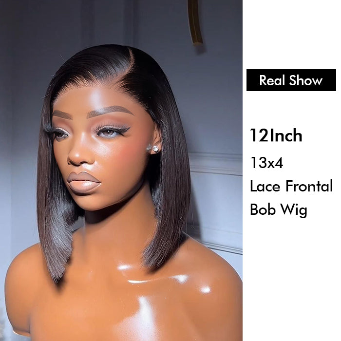 Wholesale Price | 12'' Straight Bob Wig | Glueless Frontal 13*4 Lace