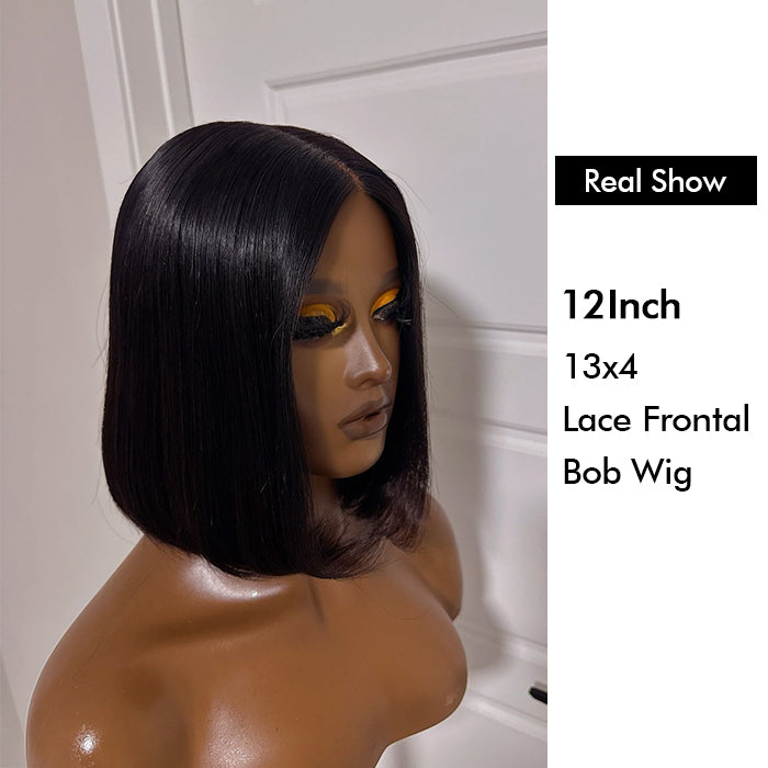 Wholesale Price | 12'' Straight Bob Wig | Glueless Frontal 13*4 Lace