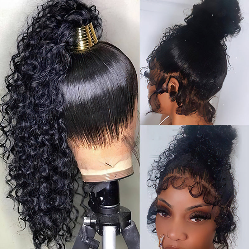 360 Lace Frontal Wig Pre Plucked Curly Lace Front Wig For Black Women