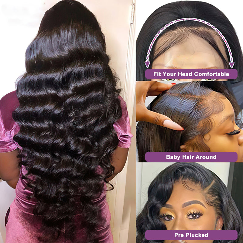 Pre Plucked Deep Wave 360 Lace Frontal Wig 100% Human Hair