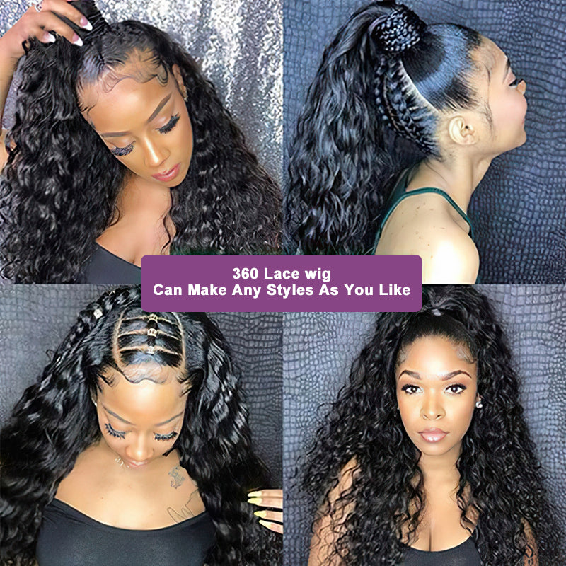 Pre Plucked Deep Wave 360 Lace Frontal Wig 100% Human Hair