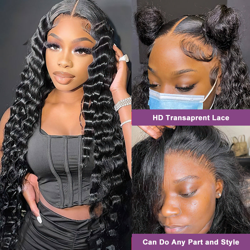 Pre Plucked Deep Wave 360 Lace Frontal Wig 100% Human Hair