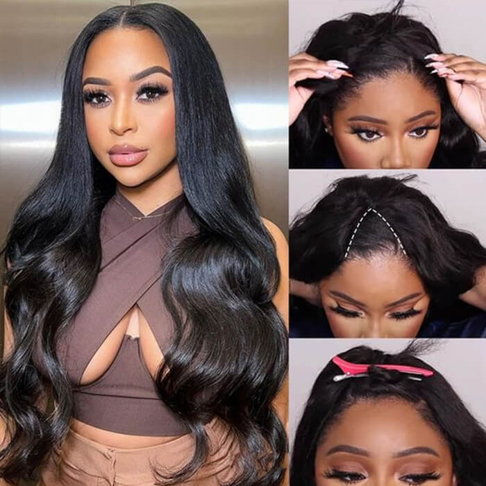Beginner Friendly Glueless Body Wave V Part Wig 100% Human Hair