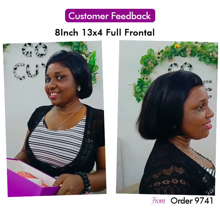 2 Glueless Wigs Set | 13x4 Lace Frontal Straight Bob Wig+10'' 4x4 Lace Closure Brown Straight Bob Wig