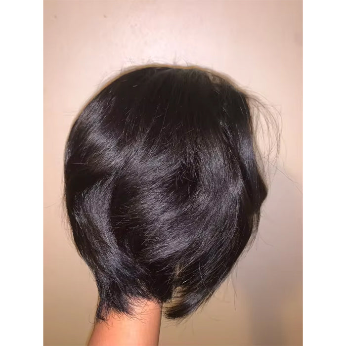 Real Show | Pixie Straight or Curly Wig | Black or Red Wig | Frontal HD Lace (8'')