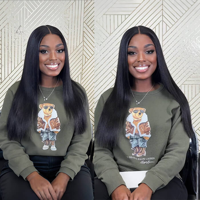 2 Glueless Wigs Set | 22'' 13x4 HD Lace Frontal Straight Wig+12''4x4 Lace Closure Curly Bob Wig