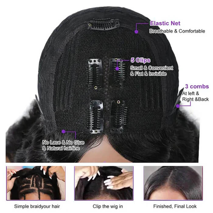 Beginner Friendly Glueless Body Wave V Part Wig 100% Human Hair