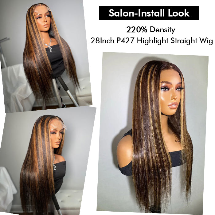 Custom High Density | Straight Lace Wig | P427 Highlight Color | Closure/Frontal