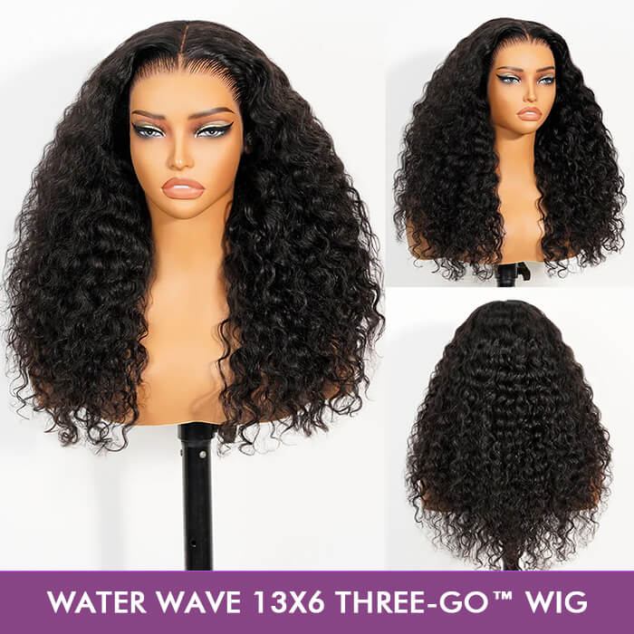 Pull Go Water Wave Glueless Wig Natural Black Color Pre-Plucked Hairline & Drawstring