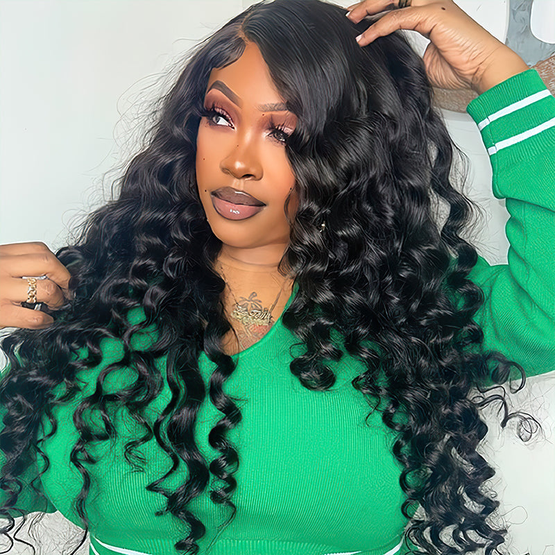BOGO-Loose Deep Wave Wig Pre-plucked Hairline HD Transparent Skin Melt Lace Front Human Hair Wigs