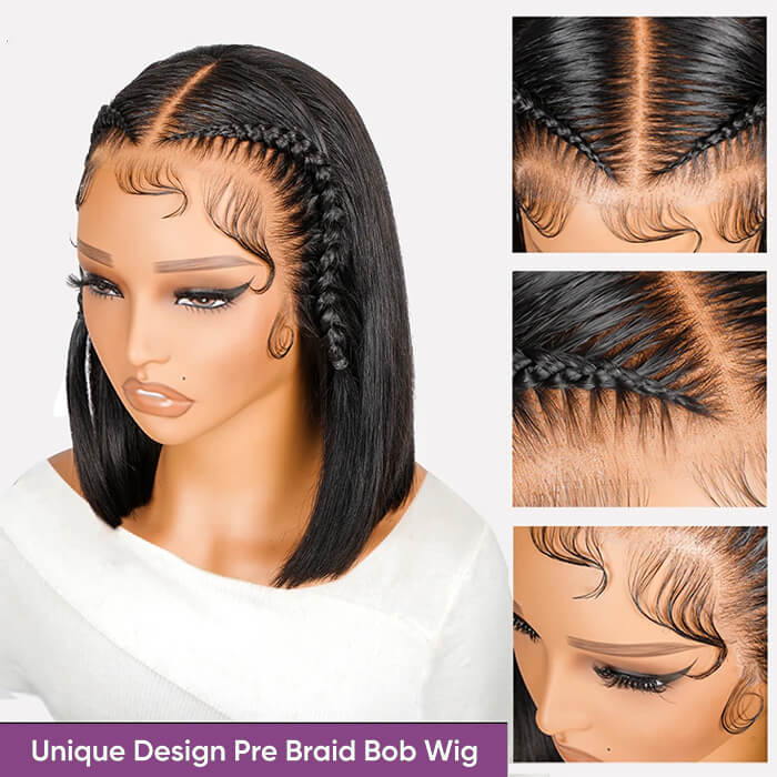 Stylist Braided Wigs Short Bob Wig 13x4 Lace Front Human Hair Wig