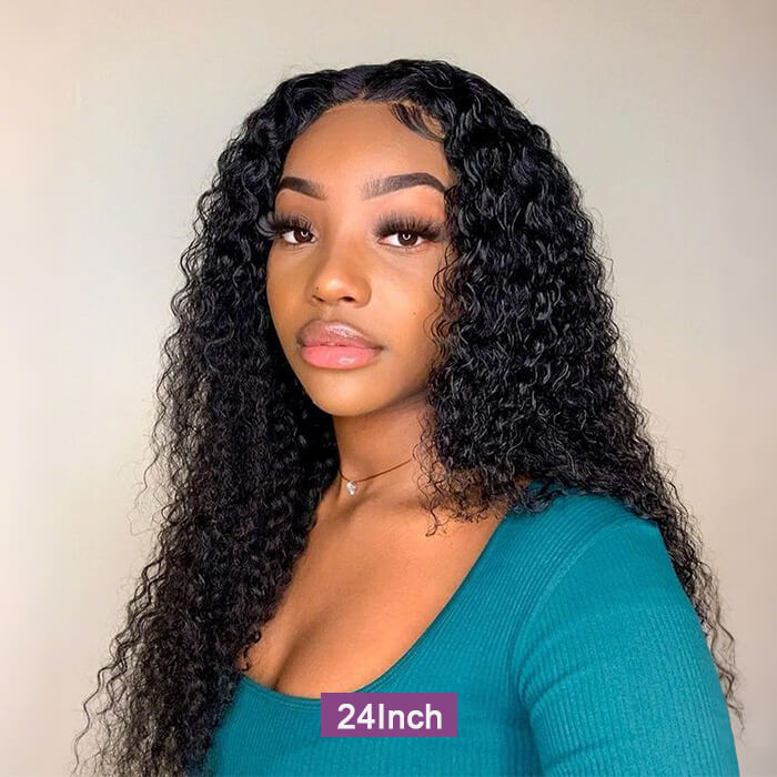 Pull Go Glueless Wig Jerry Curly With Drawstring Natural Black Breathable Cap 100% Human Hair Wig
