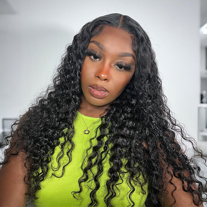 [18''=₵899] Deep Wave Glueless 4x4 Upgraded Lace Closure Pre-Cut Lace Wig