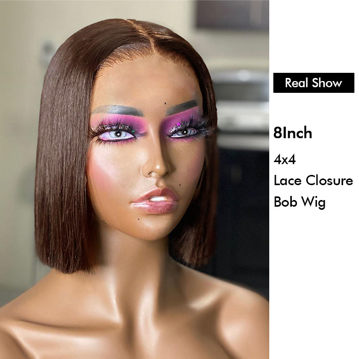 Wholesale Price | 8Inch Brown Bob Wig | Glueless Frontal 4*4 Lace