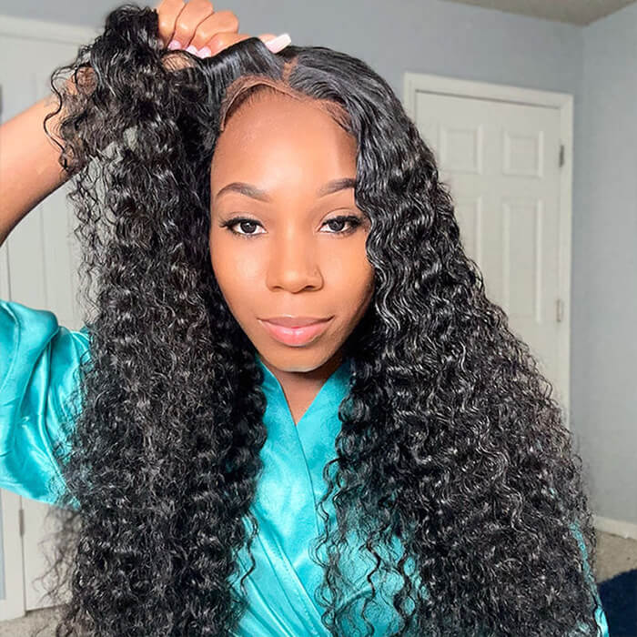 Glueless Wear And Go Wigs Water Wave HD Wig Transparent Lace Frontal Human Hair