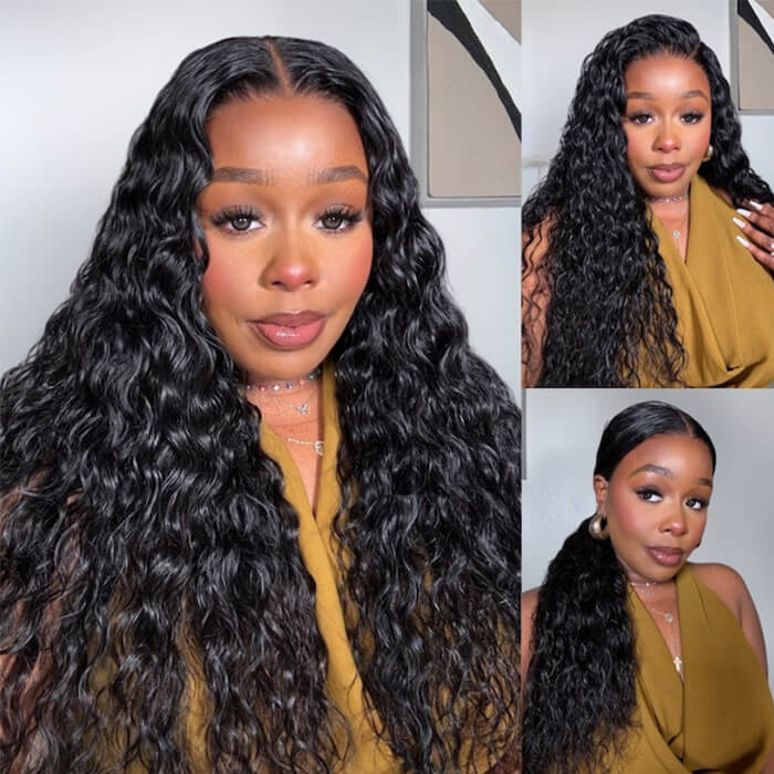 Glueless Wear And Go Wigs Water Wave HD Wig Transparent Lace Frontal Human Hair