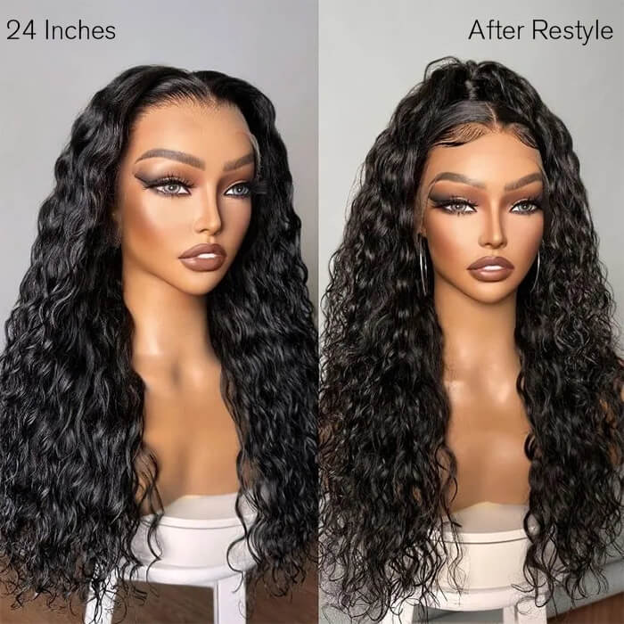 Glueless Wear And Go Wigs Water Wave HD Wig Transparent Lace Frontal Human Hair