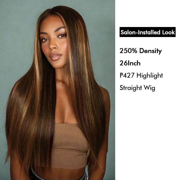 Custom High Density | Straight Lace Wig | P427 Highlight Color | Closure/Frontal