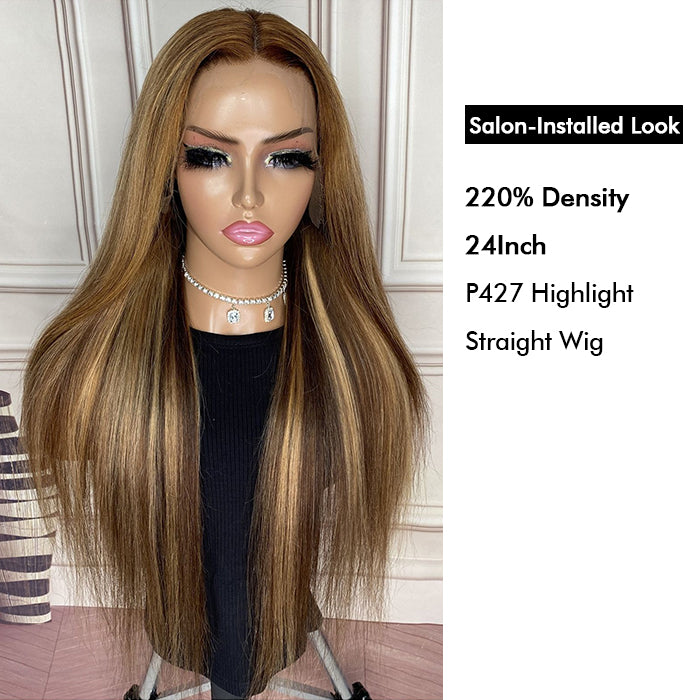 Custom High Density | Straight Lace Wig | P427 Highlight Color | Closure/Frontal
