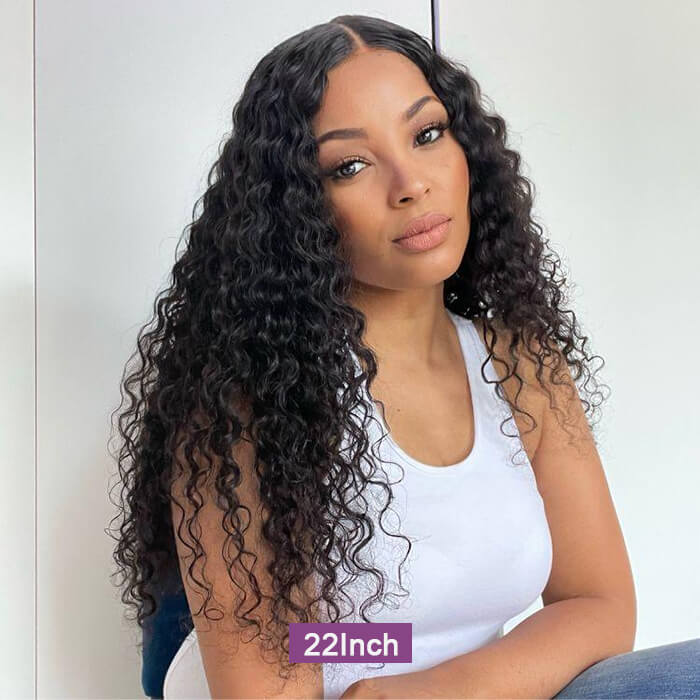 Pull Go Glueless Wig Deep Wave Drawstring Lace Closure Wig Natural Black Color
