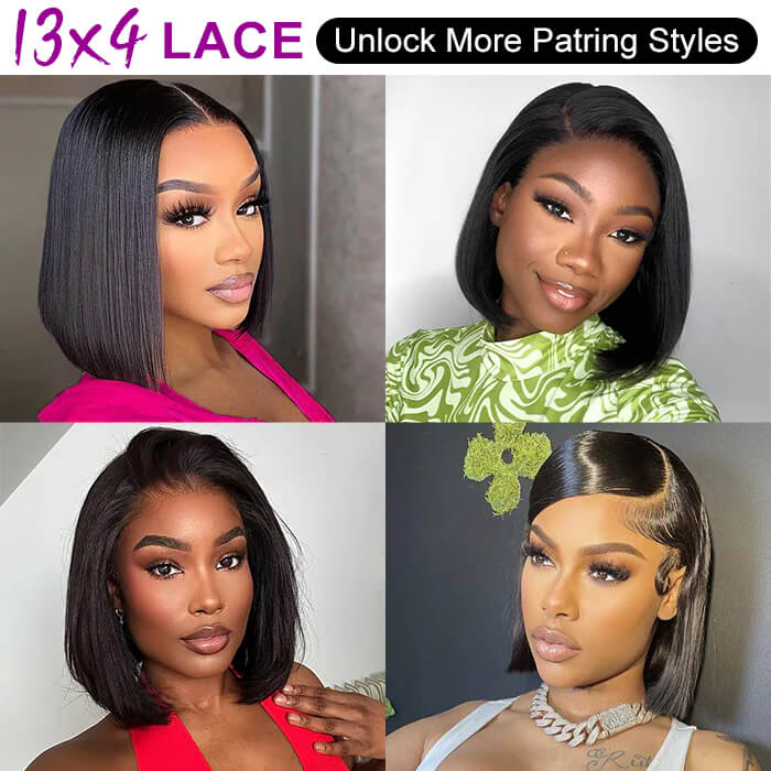 Suqu Hair Short Straight Short Bob Wigs Transparent Lace Frontal Human Hair Wig