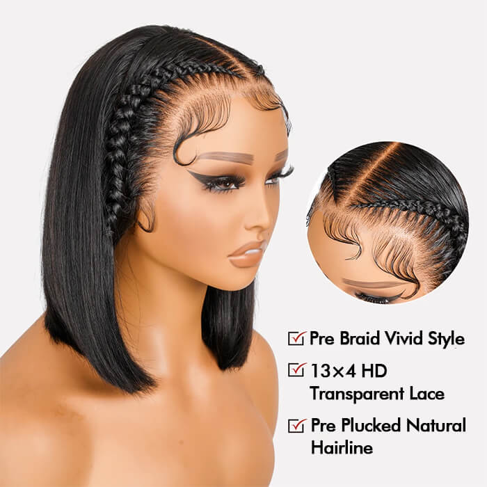 Stylist Braided Wigs Short Bob Wig 13x4 Lace Front Human Hair Wig
