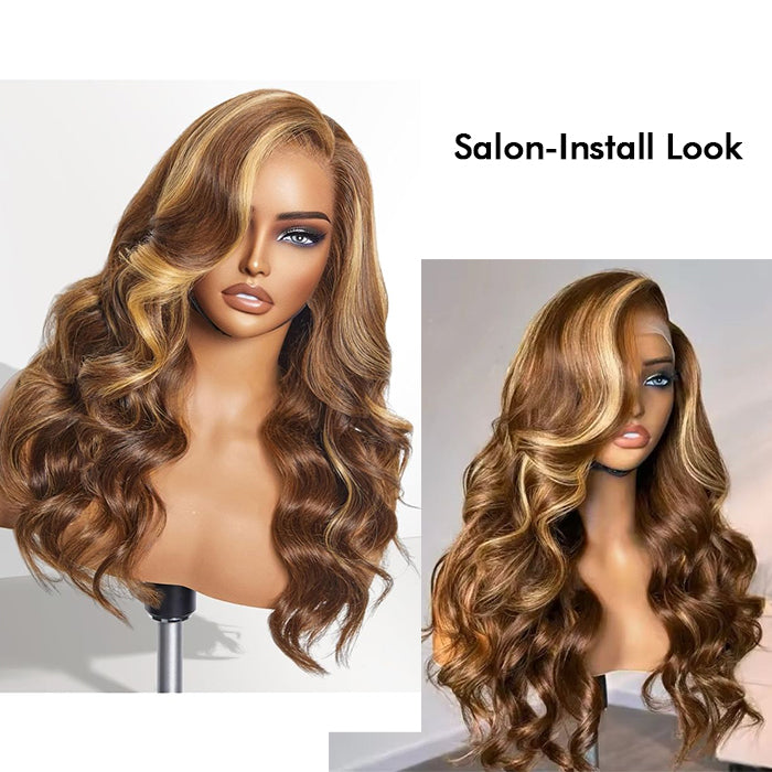 Custom High Density | Body Wave Lace Wig | P427 Highlight Color | Closure/Frontal