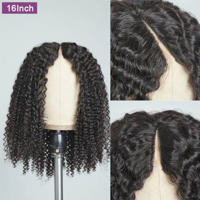 Glueless Wigs Curly V Part Wig Affordable Human Hair Wigs