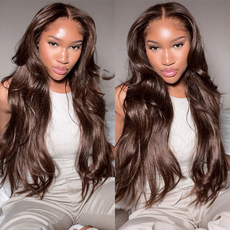 Chocolate Brown #4 Body Wave 13x4 Lace Front Human Hair Wigs For Women