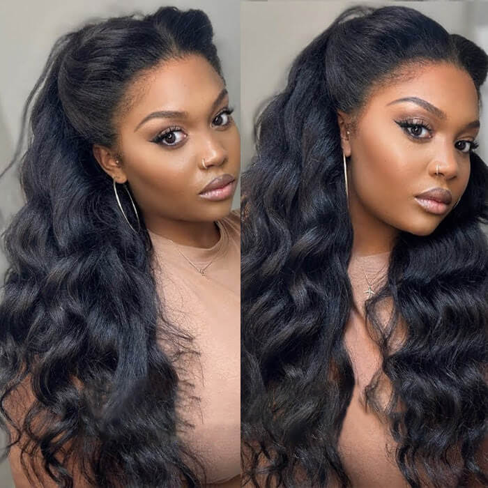 4C Edge Hairline Body Wave 13x4 HD Lace Front Wig with Curly Edges Baby Hair Wigs