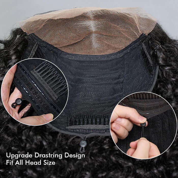 Pull Go Water Wave Glueless Wig Natural Black Color Pre-Plucked Hairline & Drawstring