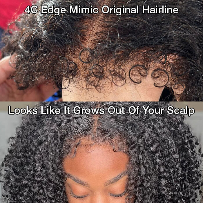 4C Edge Hairline Deep Wave 13x4 HD Lace Front Wig with Curly Edges Baby Hair Wigs
