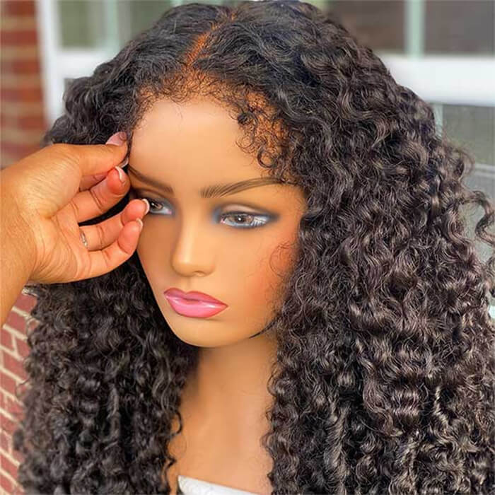 4C Edge Hairline Deep Wave 13x4 HD Lace Front Wig with Curly Edges Baby Hair Wigs