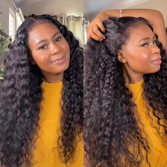 4C Edge Hairline Deep Wave 13x4 HD Lace Front Wig with Curly Edges Baby Hair Wigs