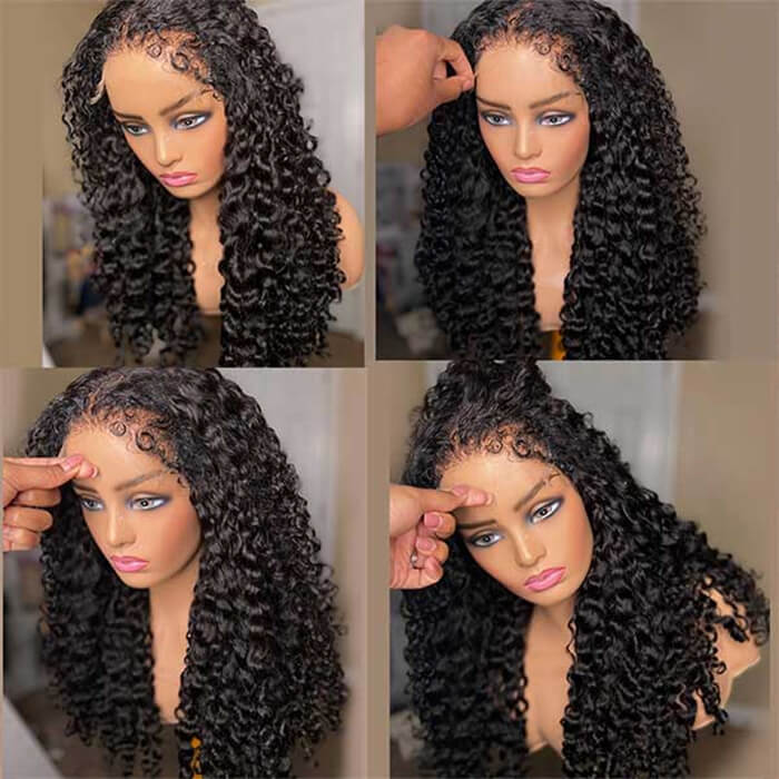 4C Edge Hairline Deep Wave 13x4 HD Lace Front Wig with Curly Edges Baby Hair Wigs