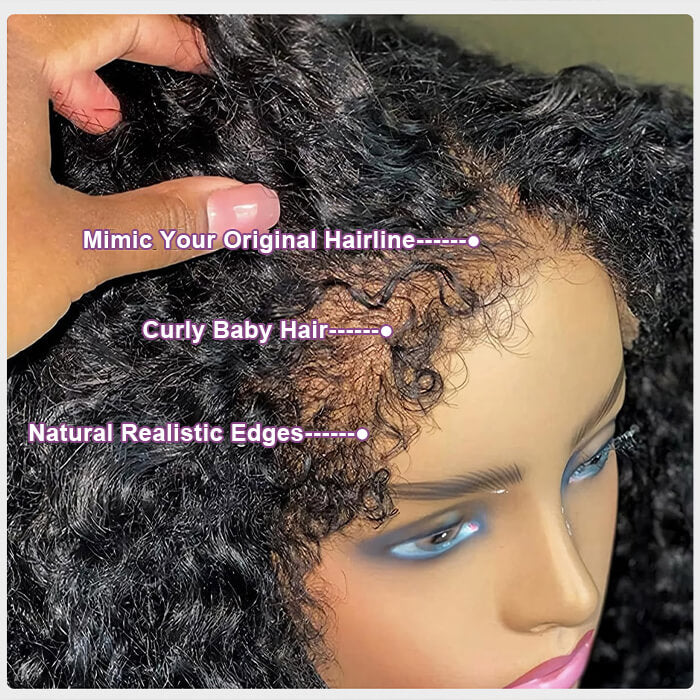 4C Edge Hairline Deep Wave 13x4 HD Lace Front Wig with Curly Edges Baby Hair Wigs
