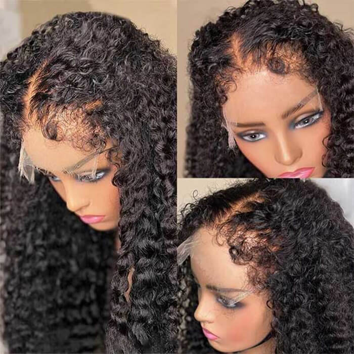 4C Edge Hairline Deep Wave 13x4 HD Lace Front Wig with Curly Edges Baby Hair Wigs