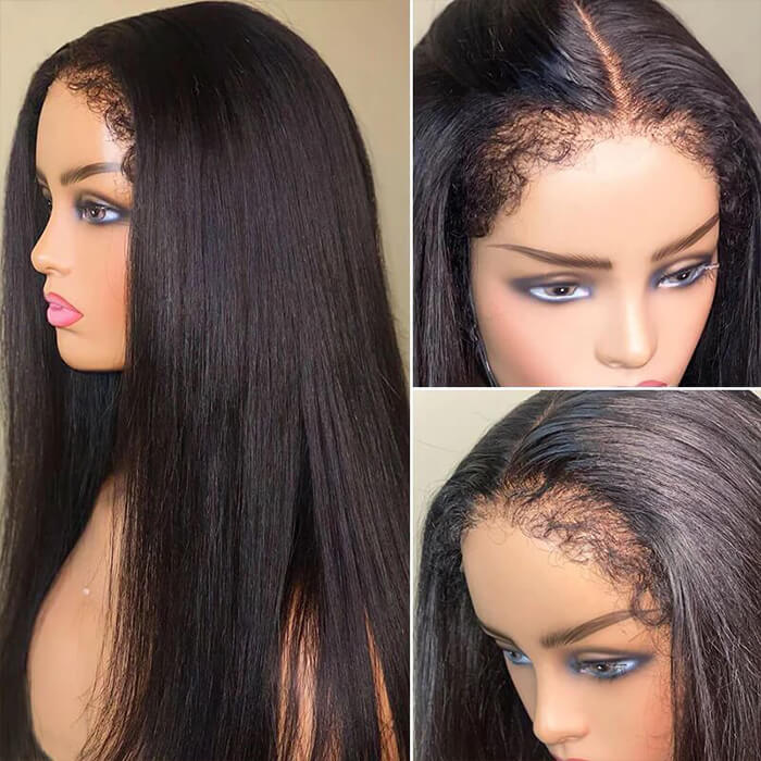 4C Edges Hairline Wigs Curly Baby Hair 13x4 HD Lace Front Human Hair Wigs Straight Hair Wigs