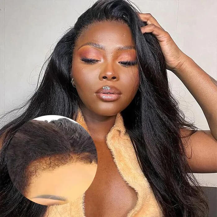 4C Edges Hairline Wigs Curly Baby Hair 13x4 HD Lace Front Human Hair Wigs Straight Hair Wigs