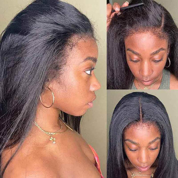 4C Edges Hairline Wigs Curly Baby Hair 13x4 HD Lace Front Human Hair Wigs Straight Hair Wigs