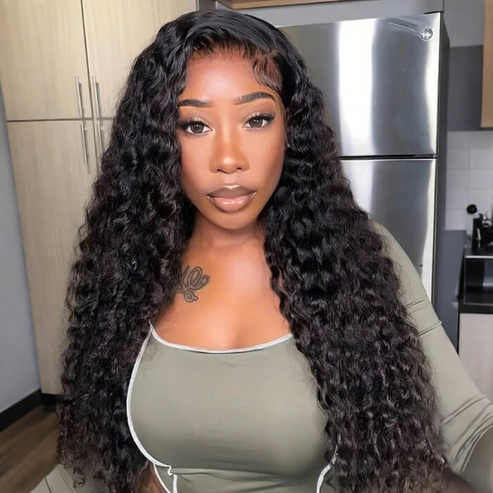 Suqu Hair Transparent 13x4 Lace Front Wig Deep Wave Brazilian Human Hair