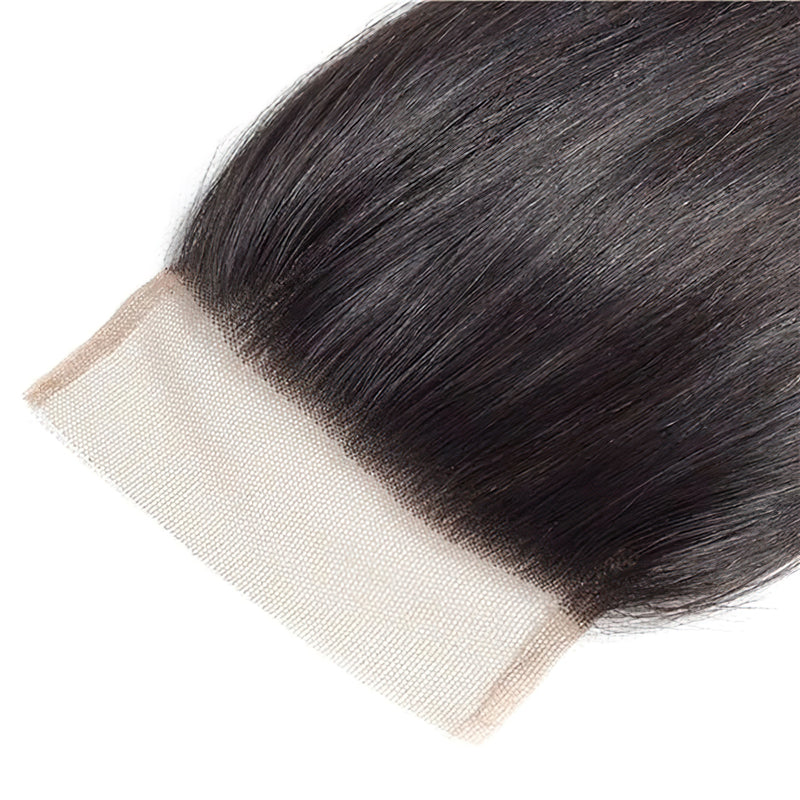 4x4 Transparent Lace Closure Straight Human Hair Closure Natural Black Hair