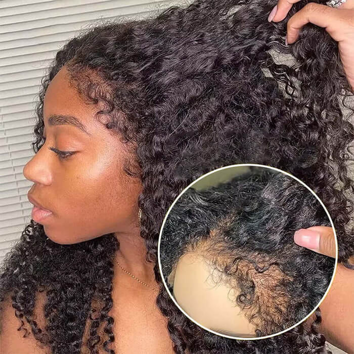 4C Curly Edge Lace Wig HD Lace Frontal Curly Human Hair Wig With Super Natural Hairline