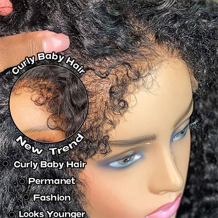 4C Curly Edge Lace Wig HD Lace Frontal Curly Human Hair Wig With Super Natural Hairline