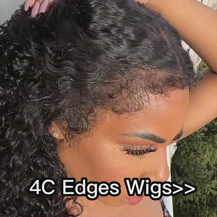 4C Curly Edge Lace Wig HD Lace Frontal Curly Human Hair Wig With Super Natural Hairline