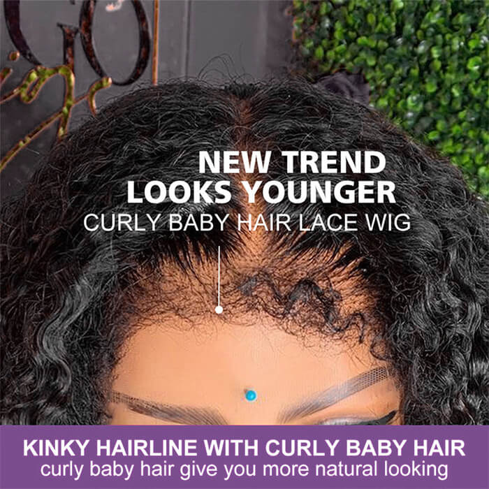 4C Curly Edge Lace Wig HD Lace Frontal Curly Human Hair Wig With Super Natural Hairline