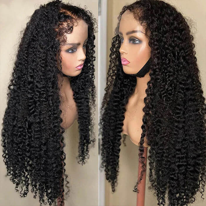 4C Curly Edge Lace Wig HD Lace Frontal Curly Human Hair Wig With Super Natural Hairline