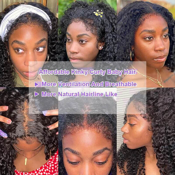 4C Curly Edge Lace Wig HD Lace Frontal Curly Human Hair Wig With Super Natural Hairline